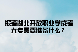 报考湖北开放职业学院成考大专需要准备什么？