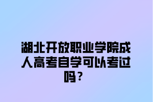 湖北开放职业学院成人高考自学可以考过吗？