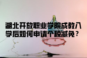 湖北开放职业学院成教入学后如何申请个税减免？