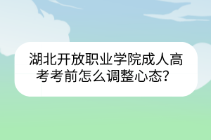 湖北开放职业学院成人高考考前怎么调整心态？